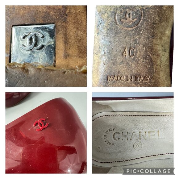 100% Authentic CHANEL Red Patent Mirrored Peep Toe Flats, Size 40 - Picture 14 of 14